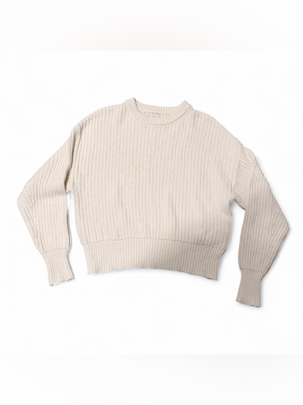 a new day Cream Ribbed Crewneck Sweater - Size S Oversized - Like New